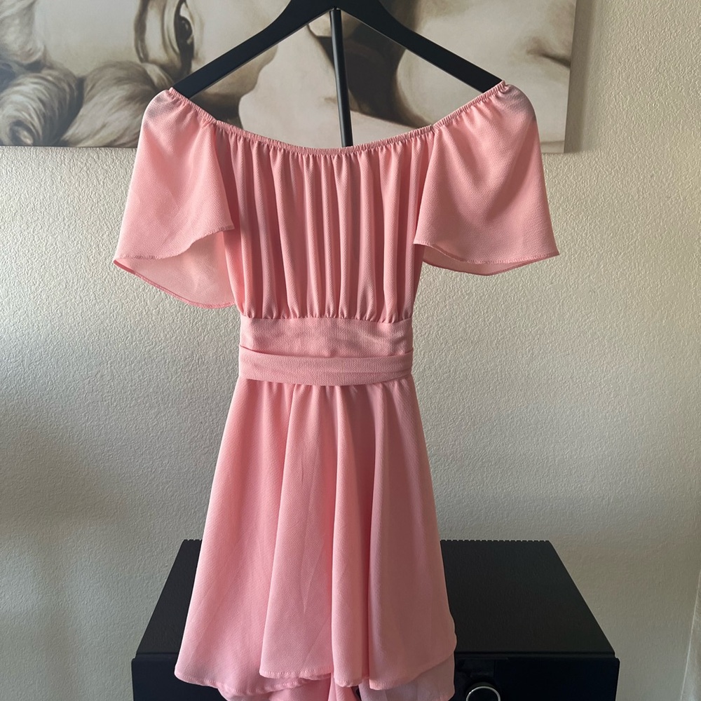 Charming Pink Off-Shoulder Kids Dress